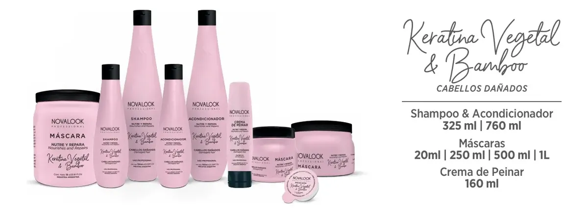 Imagen 2 de Mascara De Keratina Y Bamboo Nutre Y Repara Novalook 250ml